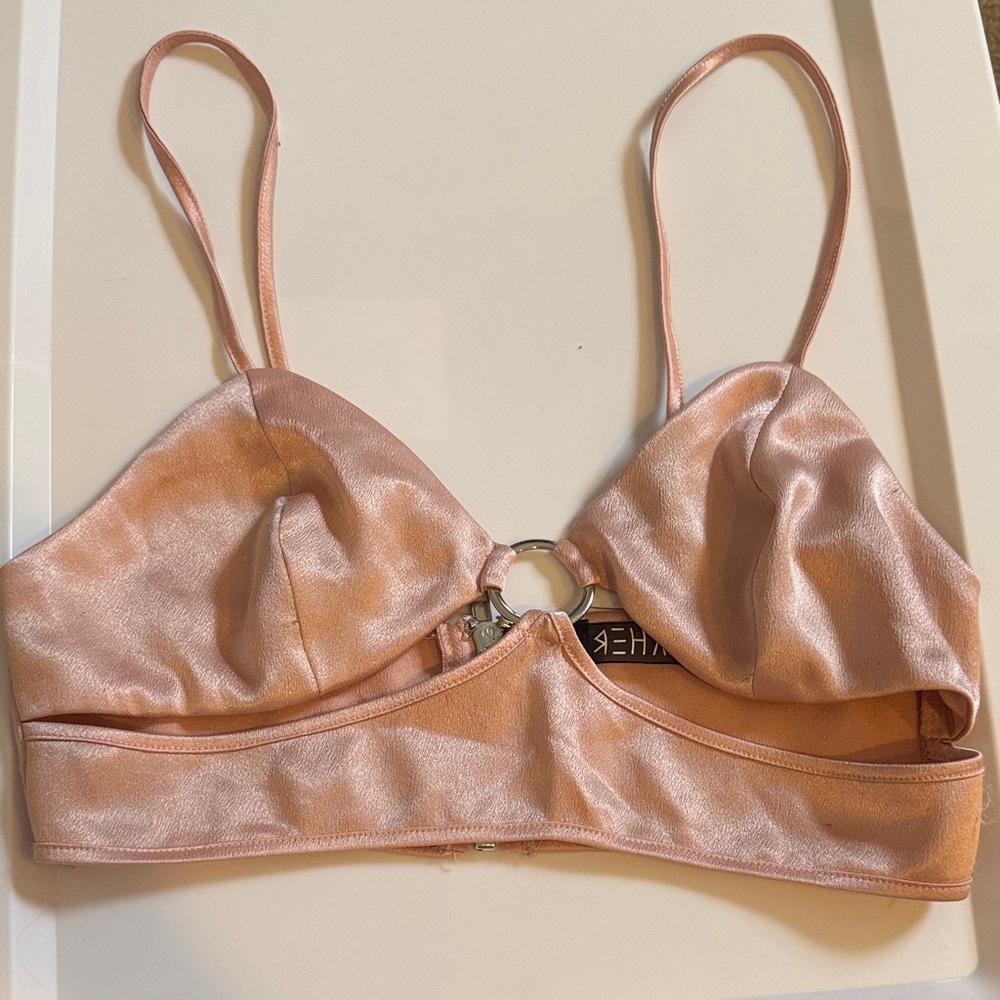 Rehab Shimmering Peach Satin Bralette